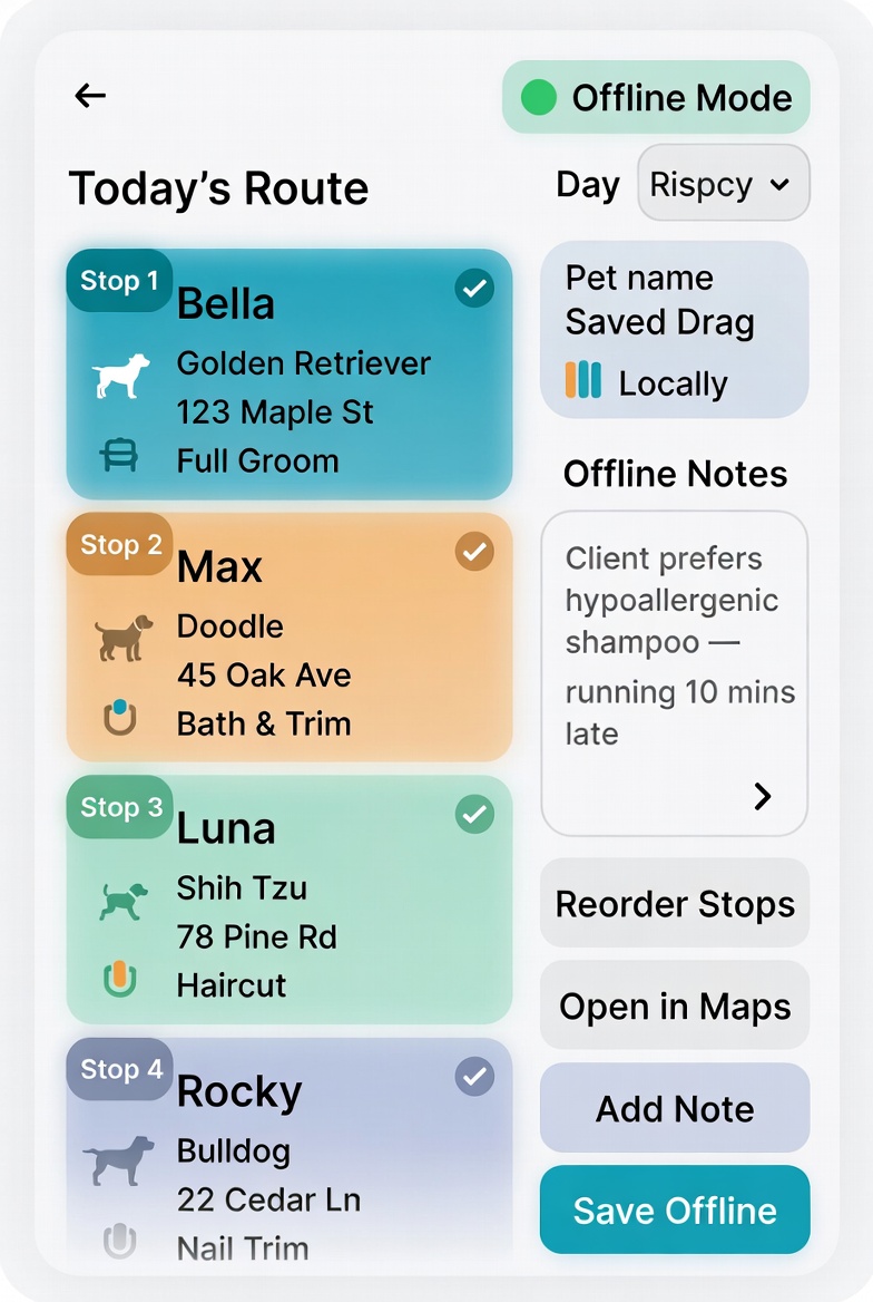 Paws Route route reorder preview