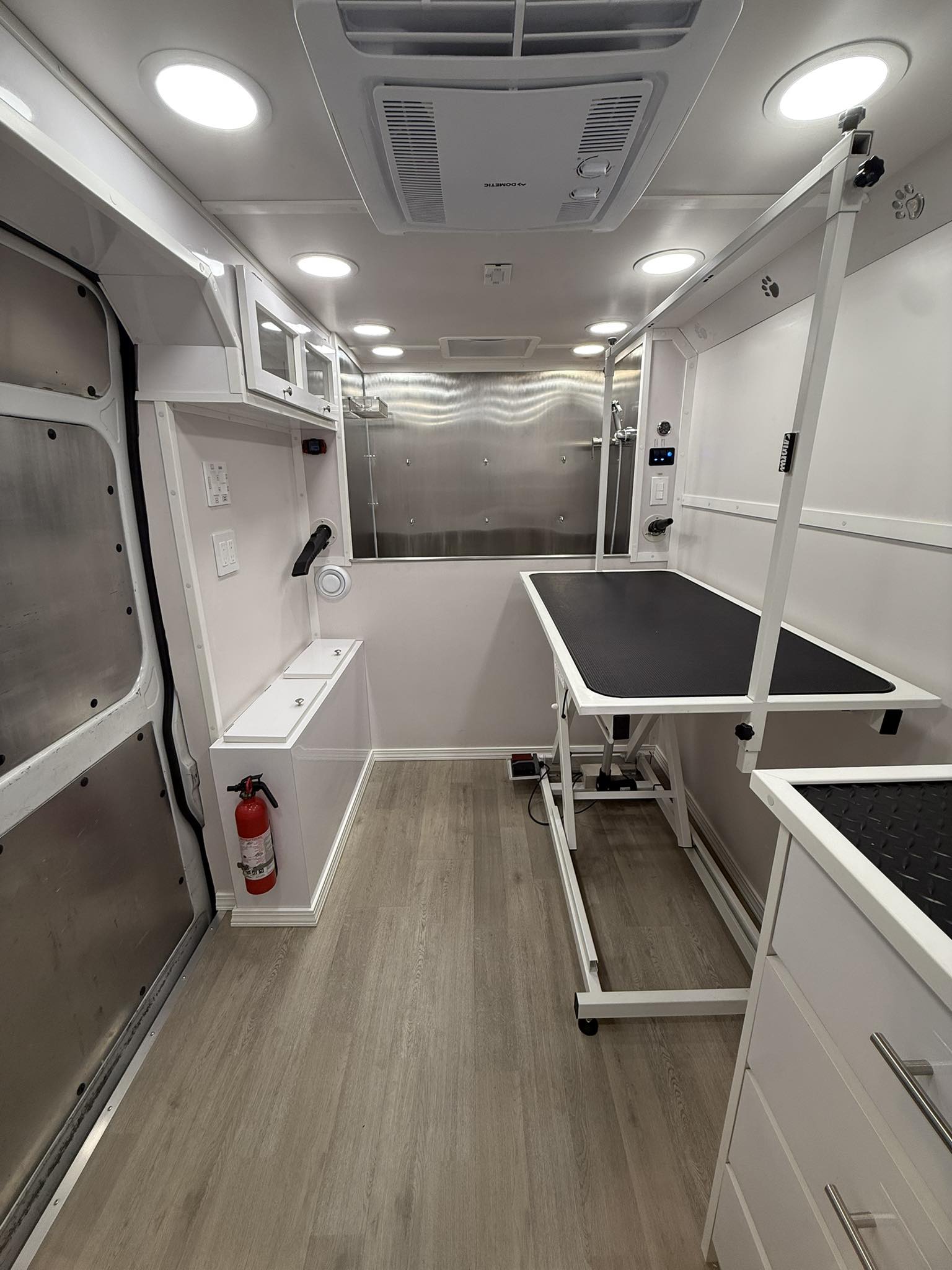 Mobile grooming van interior